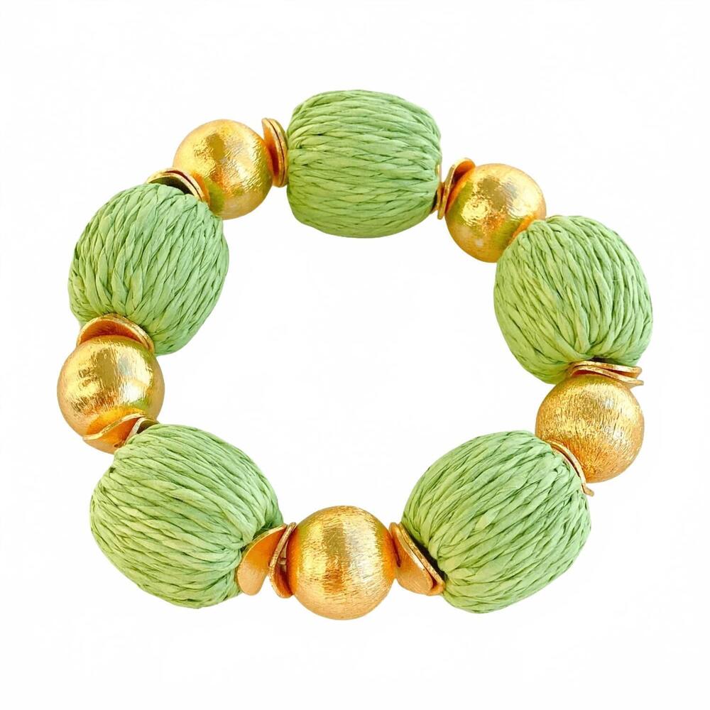 NEW GABY & GRACE women's raffia bracelet in lime green
